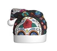 WHJSHOP Adult plush Christmas hat Day of The Dead Prints with soft touch for holiday parties and dances suitable for men and women