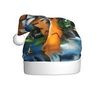 WHJSHOP Adult plush Christmas hat Tiger Butterfly Bird Prints with soft touch for holiday parties and dances suitable for men and women