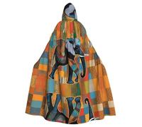 WHJSHOP African Elephant Patchwork Picture Adult Hooded Cape Cloak for Halloween, Role-playing Costumes, and Theme Parties
