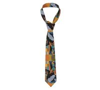 WHJSHOP African Elephant Patchwork Prints Men's Necktie - Soft and Durable Polyester Fabric Neck Tie for Business, Wedding, and Parties, Black, One Size