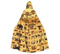 WHJSHOP African grassland animals Pattern Halloween Adult Hooded Cloak No Zipper, Comfortable & Durable for Role-Playing