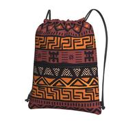 WHJSHOP African Mud Cloth Tribal Prints Drawstring Zipper Backpack - Lightweight Water-Resistant Gym Bag with Front Pocket & Interior Organizer for Travel, Yoga, & More