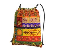 WHJSHOP African National Patterns Prints Drawstring Zipper Backpack - Lightweight, Waterproof Gym Bag for Travel, Yoga, and Everyday Adventures