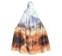 WHJSHOP African Savanna Giraffe Prints Halloween Adult Hooded Cloak No Zipper, Comfortable & Durable for Role-Playing