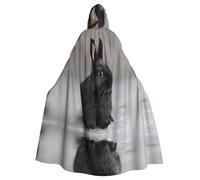 WHJSHOP Agile little black rabbit Pattern Halloween Adult Hooded Cloak ensuring easy care and long-lasting use