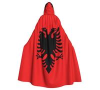 WHJSHOP Albanian Flag Picture Halloween Adult Hooded Cape Men'S And Women'S Clothing Mantle Role-Playing