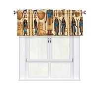 WHJSHOP Ancient Egypt Tribe Series Printing Short Curtains with Valance Rod 54x18in, Light Filtering, Easy Installation for Kitchen, Bathroom, Laundry Room, Studio