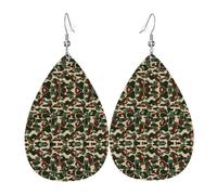 WHJSHOP Aniaml Camouflage Green Prints Dangle Leather Earrings - Chic Water Drop Drops for Festive Style & Everyday Sparkle