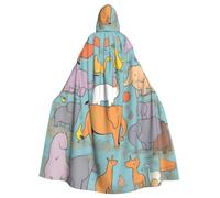 WHJSHOP Animal Enlightenment Collection Pattern Halloween Adult Hooded Cloak No Zipper, Comfortable & Durable for Role-Playing