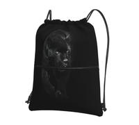 WHJSHOP Animal Panther Prints Drawstring Zipper Backpack - Lightweight, Waterproof Gym Bag for Travel, Yoga & Hiking