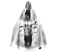 WHJSHOP animals wildlife Pattern Halloween Adult Hooded Cloak No Zipper, Comfortable & Durable for Role-Playing