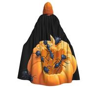 WHJSHOP Ants attacking pumpkin Pattern Adult Hooded Cape Cloak for Halloween, Role-playing, and Costume Parties