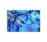 WHJSHOP Art Blue Dragonfly Prints Quality Table Layers - Heat Resistant Place Mat Covers, Durable 6-Piece Set with Printed Designs