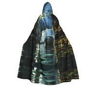 WHJSHOP Asian elephant in the water Prints Adult Hooded Cape Cloak for Halloween, Role-Playing, and Costume Parties