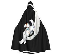 WHJSHOP Astronaut on the crescent moon Pattern Halloween Adult Hooded Cloak is a super large, comfortable, and durable cloak
