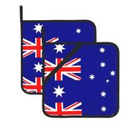 WHJSHOP Australian flag Prints Square Hot Pads for Kitchen Counter - Thick Heat Resistant Trivets for Microwave & Oven, BBQ Grilling Cover (2 Pack)