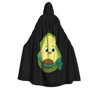 WHJSHOP Avocado wearing a scarf Pattern Halloween Adult Hooded Cloak No Zipper, Comfortable & Durable for Role-Playing
