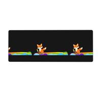 WHJSHOP Baby Fox On The Rainbow Prints Extra Large Mouse pad, Computer Office Anti Slip Gaming Keyboard Thickened Version 12x31.5in