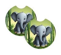 Whjshop Bamboo Forest Elephant Prints Car Interior Cup Holder Pad 2 Pc Waterproof & Quick for Cars, Trucks, Suvs, and Ships