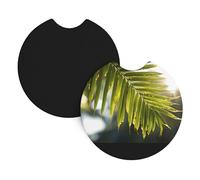 Whjshop Bamboo Leaf Prints Car Interior Cup Holder Pad 2 Pc Waterproof & Quick for Cars, Trucks, Suvs, and Ships