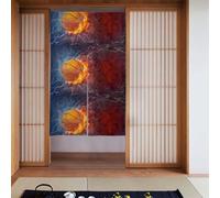 WHJSHOP Basketball Flames and Waterdrops Printing Curtain two Pieces Spliced 34x56in Fabric curtains, room dividers Fabric, Smooth & Not Easily Wrinkled