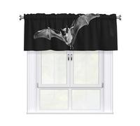 WHJSHOP Bats in The Sky Printing Short Curtains with Valance Rod 54x18in, Light Filtering, Easy Installation for Kitchen, Bathroom, Laundry Room, Studio