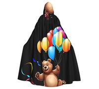 WHJSHOP Bear chasing balloons Pattern Adult Hooded Cape Cloak for Halloween, Role-playing, and Costume Parties