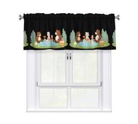 WHJSHOP Bears Tea Party Prints Cozy Kitchen Window Layer - 54x18 Inch Peach Skin Valance with Filtered Light