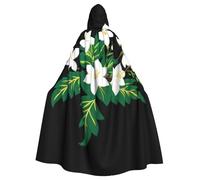 WHJSHOP Beautiful embroidery jasmine flowers Pattern Halloween Adult Hooded Cloak is a super large, comfortable, and durable cloak