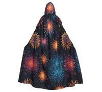 WHJSHOP Beautiful Fireworks Pattern Halloween Adult Hooded Cloak is a super large, comfortable, and durable cloak