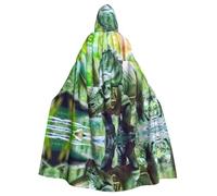 WHJSHOP Bicorn Dinosaur Picture Adult Hooded Cape Cloak for Halloween, Role-playing Costumes, and Theme Parties
