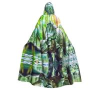 WHJSHOP Bicorn Dinosaur Prints Adult Hooded Cape Cloak for Halloween, Role-Playing, and Costume Parties