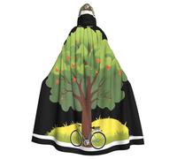 WHJSHOP Bicycle under the tree Prints Halloween Adult Hooded Cloak No Zipper, Comfortable & Durable for Role-Playing