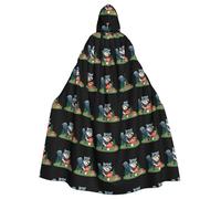 WHJSHOP Big Bad Wolf Picking Mushrooms Pattern Halloween Adult Hooded Cloak No Zipper, Comfortable & Durable for Role-Playing