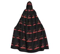 WHJSHOP Birds under the maple tree Pattern Halloween Adult Hooded Cloak No Zipper, Comfortable & Durable for Role-Playing