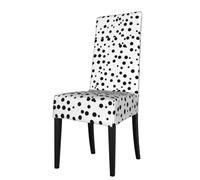 WHJSHOP Black And White Polka Dot Pattern Protection Cover for Dining Chair - Soft, Comfortable, Wrinkle-Resistant Elastic Fits Most Armless Chairs