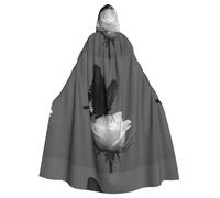 WHJSHOP Black and white silence Picture Halloween Adult Hooded Cloak No Zipper, Comfortable & Durable for Role-Playing