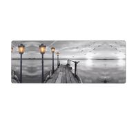 WHJSHOP Black White Beach Pier Prints Mouse Pad 12x31.5in