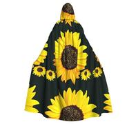 WHJSHOP Bloom Sunflower Prints Hooded Cloak - Dramatic Long-Sleeve Cosplay Layer