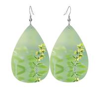 WHJSHOP Blooming Yellow Flower Prints Dangle Leather Earrings - Chic Water Drop Drops for Festive Style & Everyday Sparkle