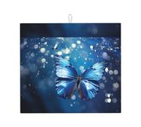 WHJSHOP Blue Butterfly in The Water Pattern Kitchen Absorbent pad, Super Absorbent Microfiber, Oversized Anti Slip