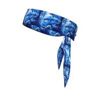WHJSHOP Blue Dolphin in The Ocean Pattern Sports Headscarf, Casual Headband, Elastic, Sweat Absorbing, Adjustable, Anti Slip