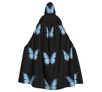 WHJSHOP Blue Elf Butterfly Prints Halloween Adult Hooded Cloak No Zipper, Comfortable & Durable for Role-Playing