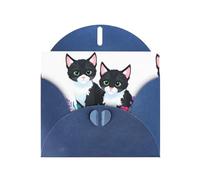 WHJSHOP Blue Greeting Card A pair of kittens in the flowers Printing Perfect for Valentine's Day, Wedding Anniversary & Party Invitations