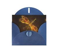 WHJSHOP Blue Greeting Card Abstract yellow Dragonfly Pattern 4x6in for Christmas, children's birthdays, Valentine's Day, wedding anniversaries, and party invitations