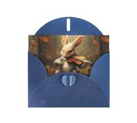 WHJSHOP Blue Greeting Card Bunny playing violin Printing Perfect for Valentine's Day, Wedding Anniversary & Party Invitations