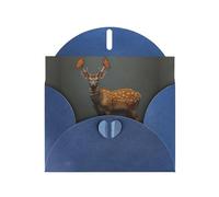 WHJSHOP Blue Greeting Card Butterfly on a sika deer Printing Perfect for Valentine's Day, Wedding Anniversary & Party Invitations