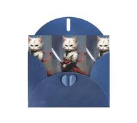 WHJSHOP Blue Greeting Card Cat with a sword Printing Perfect for Valentine's Day, Wedding Anniversary & Party Invitations