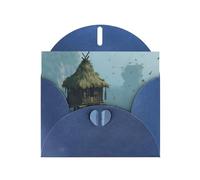 WHJSHOP Blue Greeting Card Cliffside Cabin Printing Perfect for Valentine's Day, Wedding Anniversary & Party Invitations