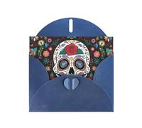 WHJSHOP Blue Greeting Card Day of The Dead Pattern 4x6in for Christmas, children's birthdays, Valentine's Day, wedding anniversaries, and party invitations